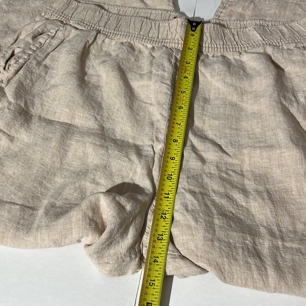 Tahari 100% Linen Cream Tan Cropped Wide Leg Pants Casual sz XL Summer Beach - Picture 4 of 8